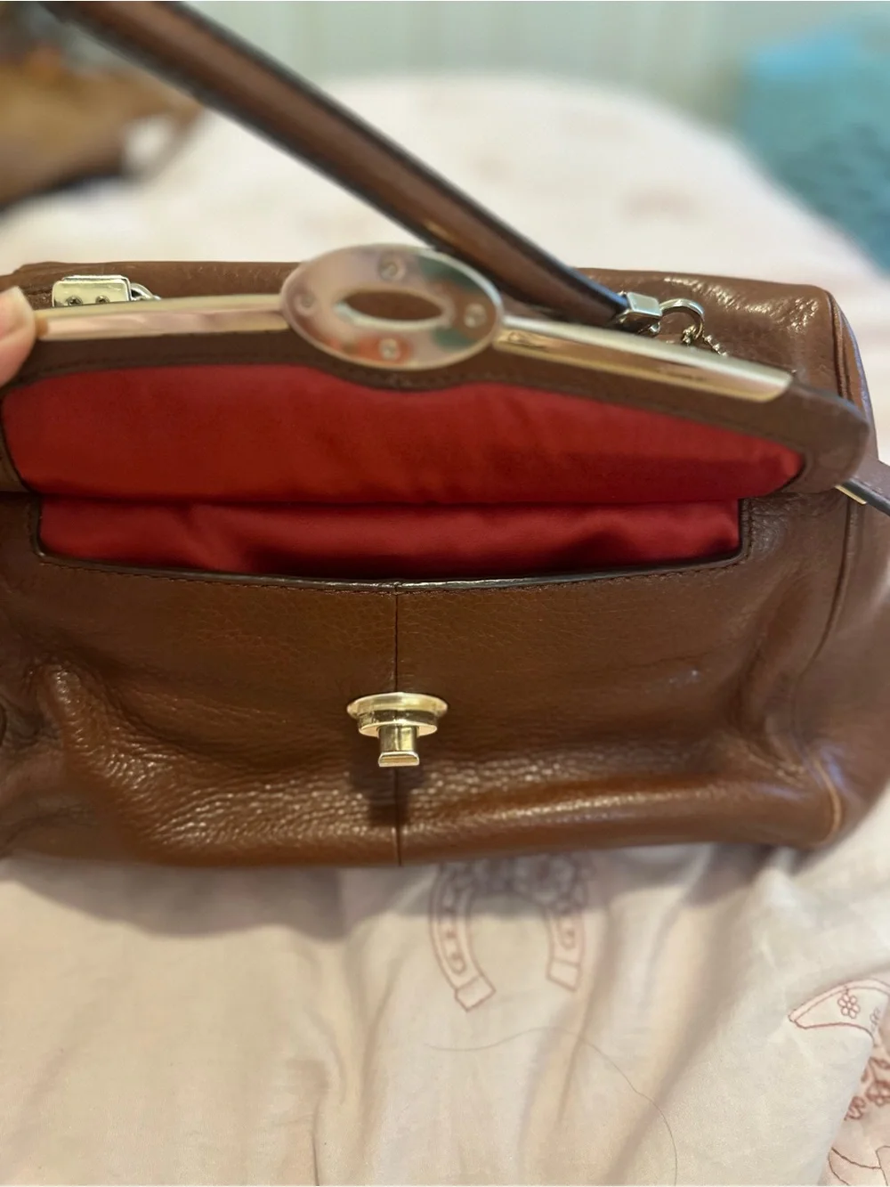Coach Brown Leather Turnlock Satchel